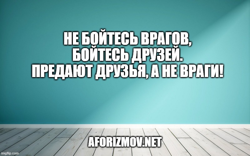 Не бойтесь врагов, бойтесь друзей. Предают друзья, а не враги!