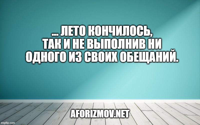 ... лето кончилось, так и не выполнив ни одного из своих обещаний.