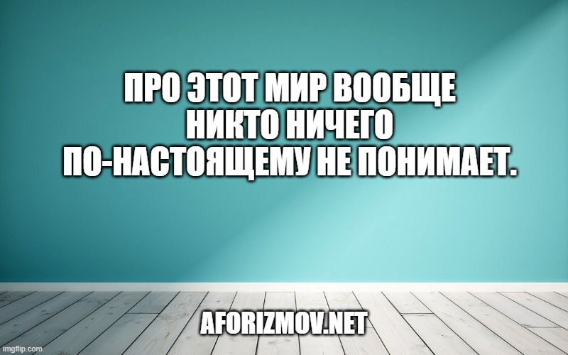 Про этот мир вообще никто ничего по-настоящему не понимает.