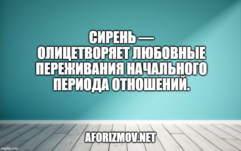 Сирень — олицетворяет любовные переживания начального периода отношений.