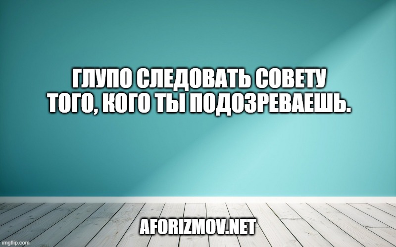 Глупо следовать совету того, кого ты подозреваешь.