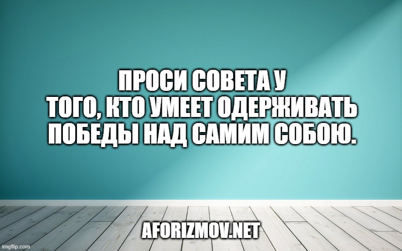 Проси совета у того, кто умеет одерживать победы над самим собою.