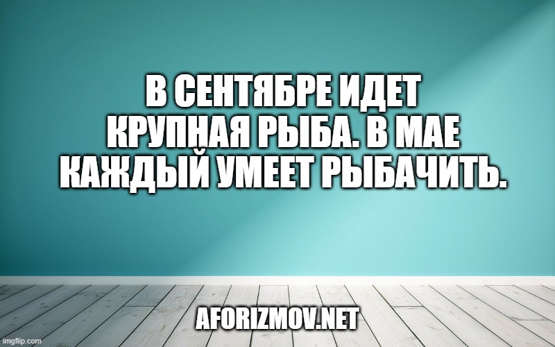 В сентябре идет крупная рыба. В мае каждый умеет рыбачить.