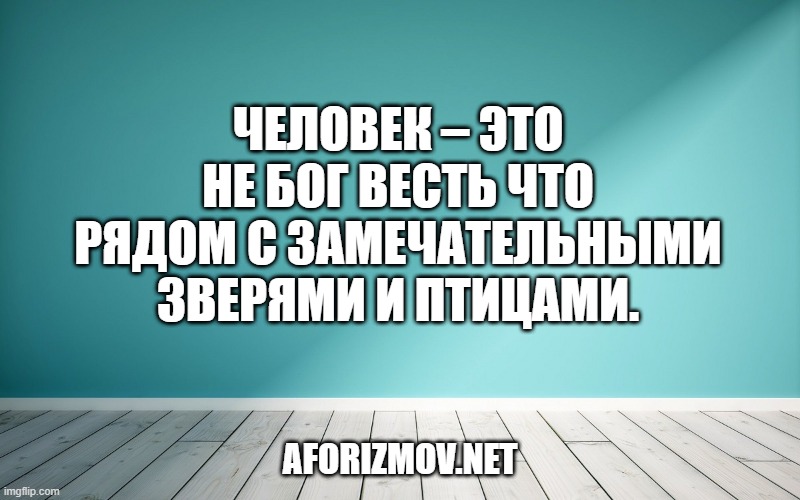 Человек – это не бог весть что рядом с замечательными зверями и птицами.