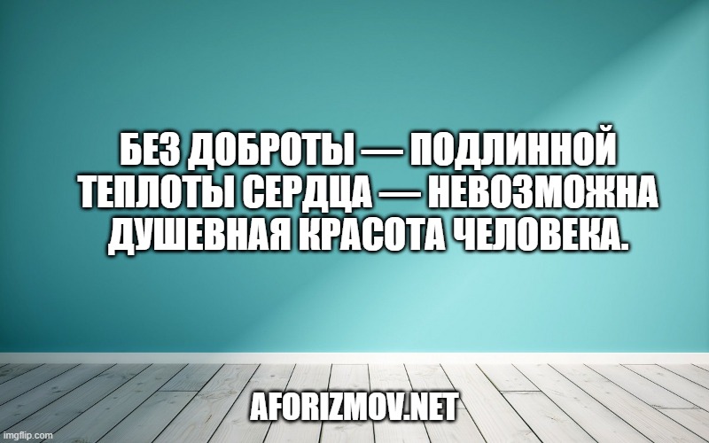 Без доброты — подлинной теплоты сердца — невозможна душевная красота человека.
