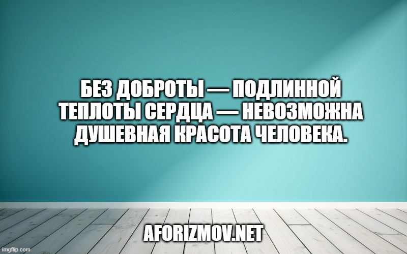 Без доброты — подлинной теплоты сердца — невозможна душевная красота человека.