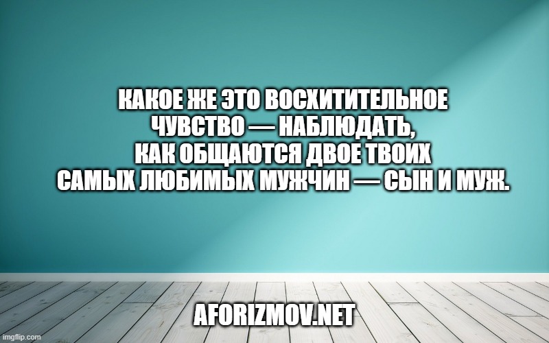 Какое же это восхитительное чувство — наблюдать, как общаются двое твоих самых любимых мужчин — сын и муж.