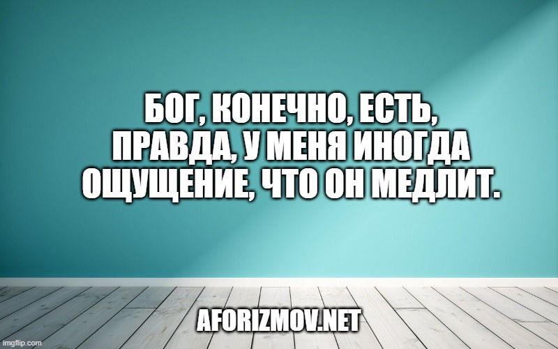 Бог, конечно, есть, правда, у меня иногда ощущение, что он медлит.
