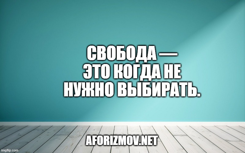Свобода — это когда не нужно выбирать.