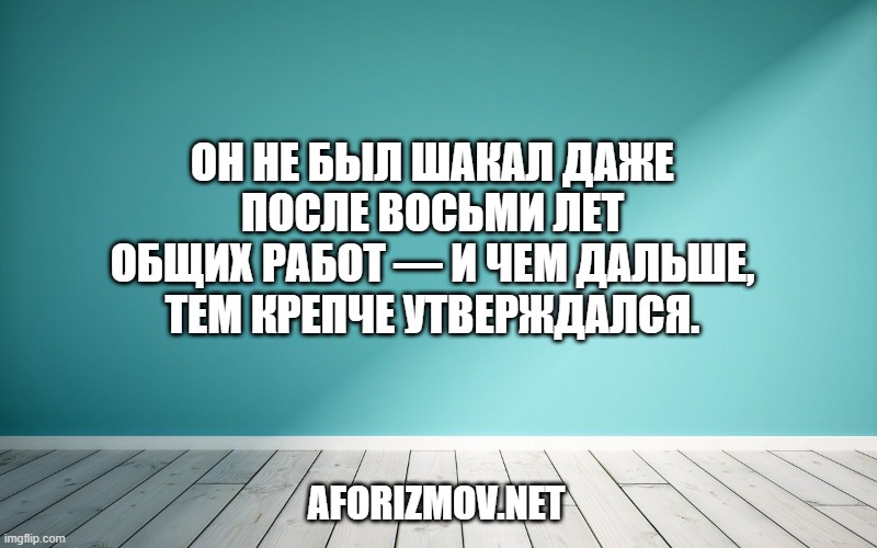 Он не был шакал даже после восьми лет общих работ — и чем дальше, тем крепче утверждался.