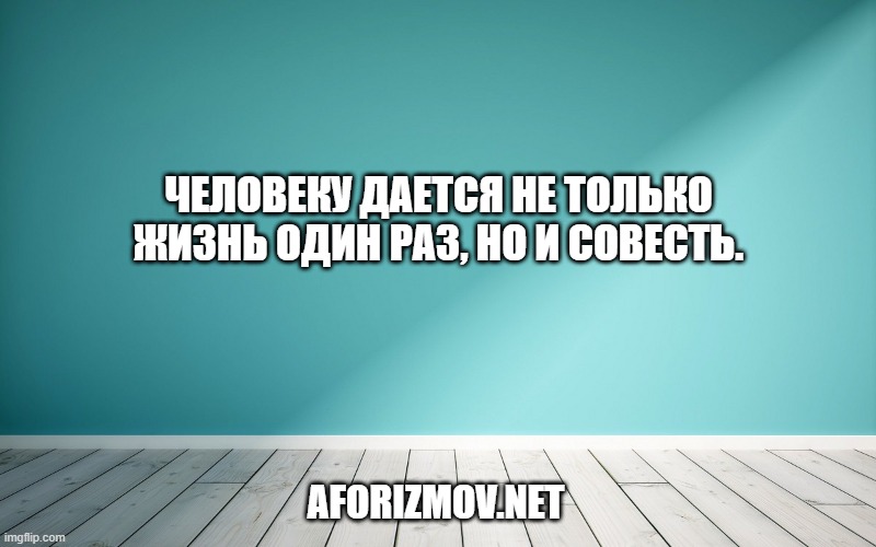 Человеку дается не только жизнь один раз, но и совесть.