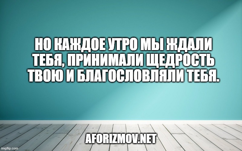 Но каждое утро мы ждали тебя, принимали щедрость твою и благословляли тебя.