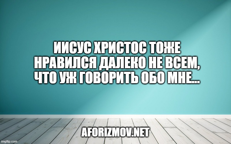 Иисус Христос тоже нравился далеко не всем, что уж говорить обо мне...