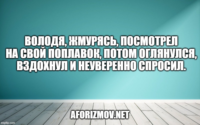 Володя, жмурясь, посмотрел на свой поплавок, потом оглянулся, вздохнул и неуверенно спросил.