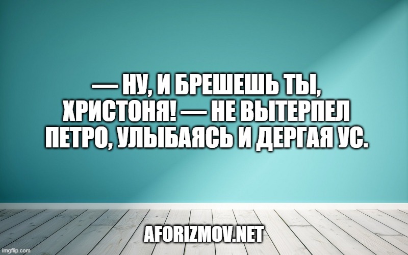 — Ну, и брешешь ты, Христоня! — не вытерпел Петро, улыбаясь и дергая ус.