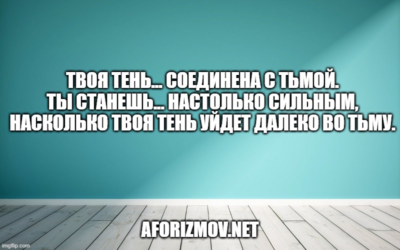 Твоя тень... соединена с тьмой. Ты станешь... настолько сильным, насколько твоя тень уйдет далеко во тьму.