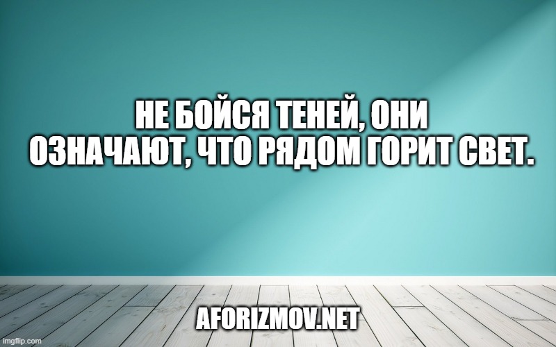 Не бойся теней, они означают, что рядом горит свет.