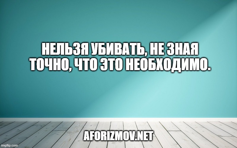 Нельзя убивать, не зная точно, что это необходимо.