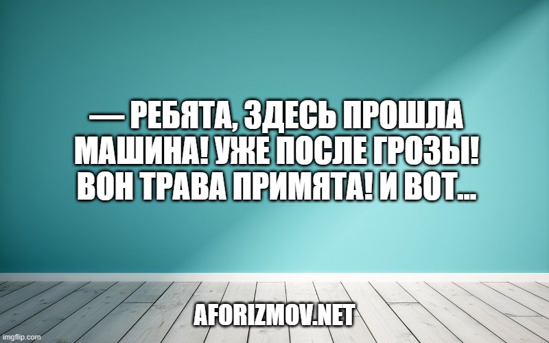 — Ребята, здесь прошла машина! Уже после грозы! Вон трава примята! И вот…