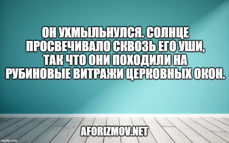 Он ухмыльнулся. Солнце просвечивало сквозь его уши, так что они походили на рубиновые витражи церковных окон.