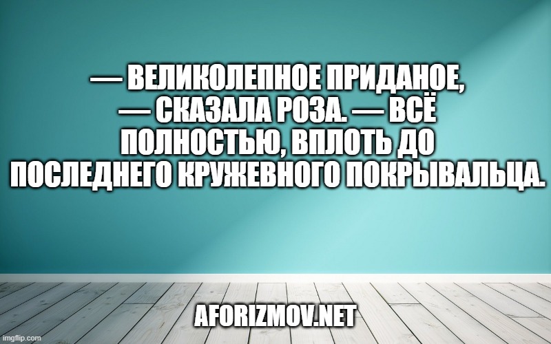 — Великолепное приданое, — сказала Роза. — Всё полностью, вплоть до последнего кружевного покрывальца.