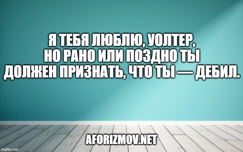 Я тебя люблю, Уолтер, но рано или поздно ты должен признать, что ты — дебил.