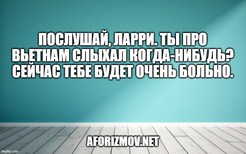 Послушай, Ларри. Ты про Вьетнам слыхал когда-нибудь? Сейчас тебе будет очень больно.