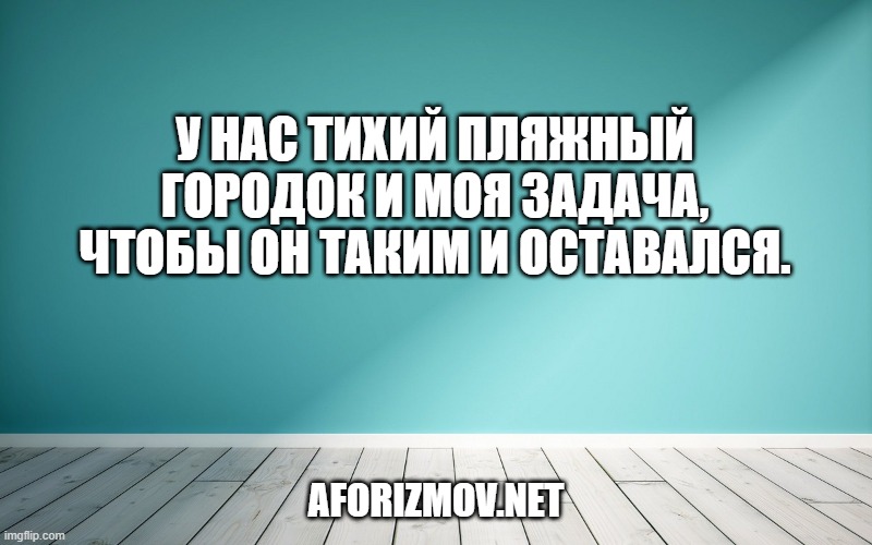 У нас тихий пляжный городок и моя задача, чтобы он таким и оставался.