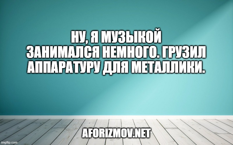 Ну, я музыкой занимался немного. Грузил аппаратуру для Металлики.
