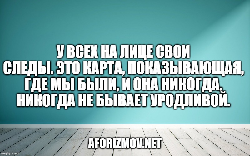 У всех на лице свои следы. Это карта, показывающая, где мы были, и она никогда, никогда не бывает уродливой.