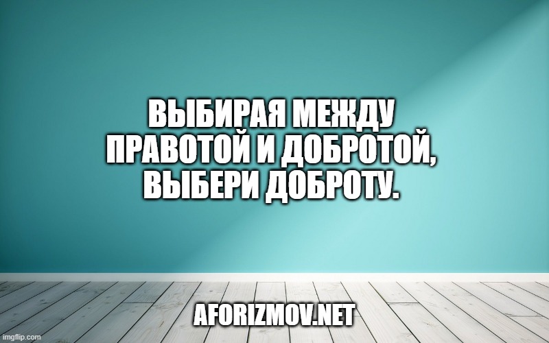 Выбирая между правотой и добротой, выбери доброту.