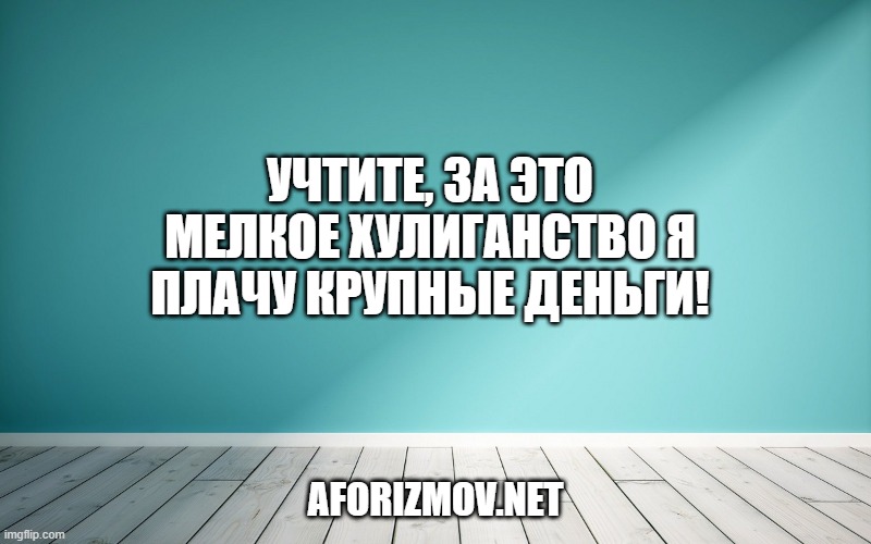 Учтите, за это мелкое хулиганство я плачу крупные деньги!