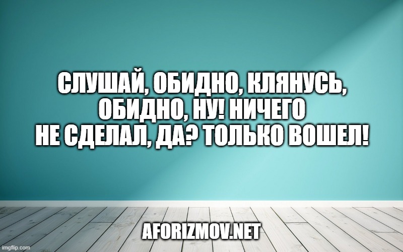 Слушай, обидно, клянусь, обидно, ну! Ничего не сделал, да? Только вошел!