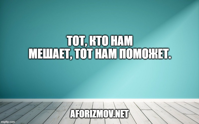 Тот, кто нам мешает, тот нам поможет.