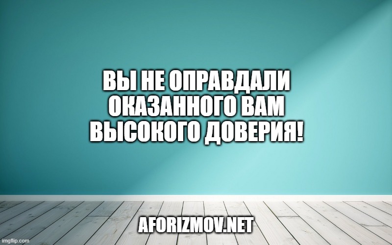 Вы не оправдали оказанного вам высокого доверия!