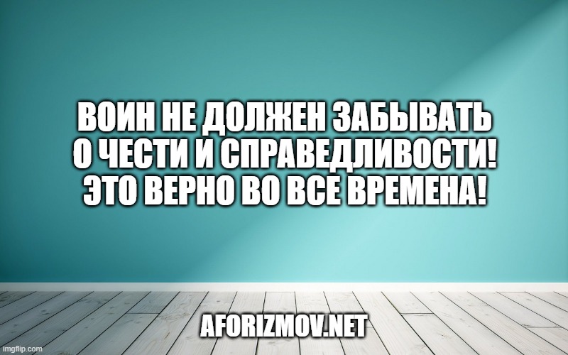 Воин не должен забывать о чести и справедливости! Это верно во все времена!