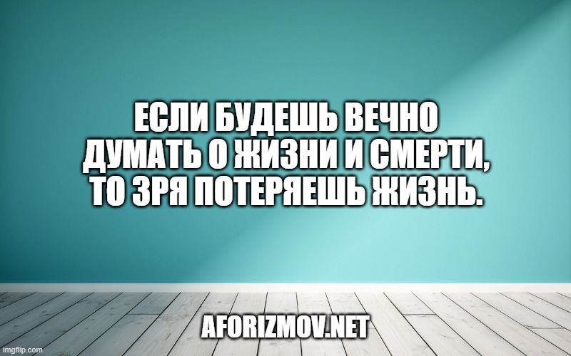 Если будешь вечно думать о жизни и смерти, то зря потеряешь жизнь.