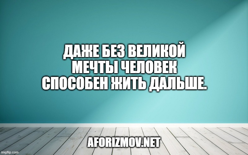 Даже без великой мечты человек способен жить дальше.