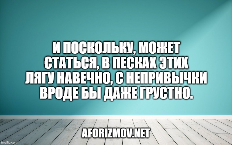 И поскольку, может статься, в песках этих лягу навечно, с непривычки вроде бы даже грустно.