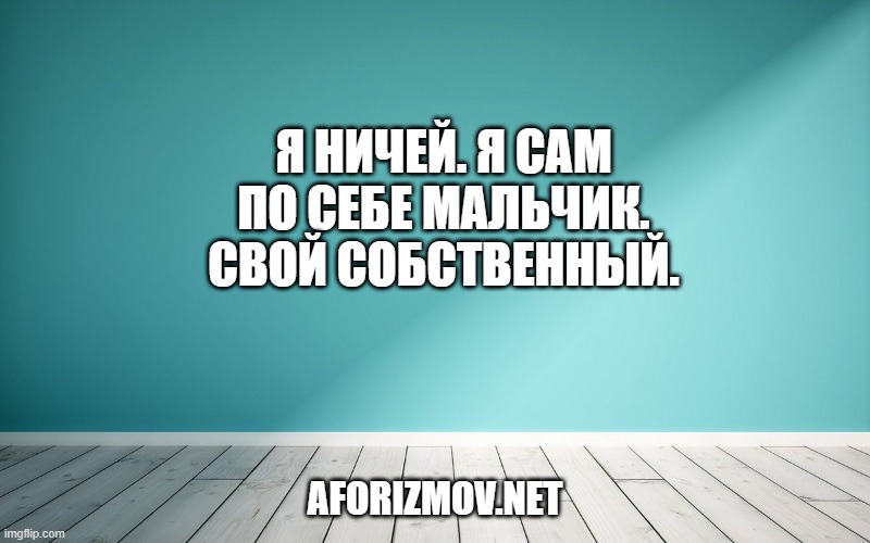Я ничей. Я сам по себе мальчик. Свой собственный.