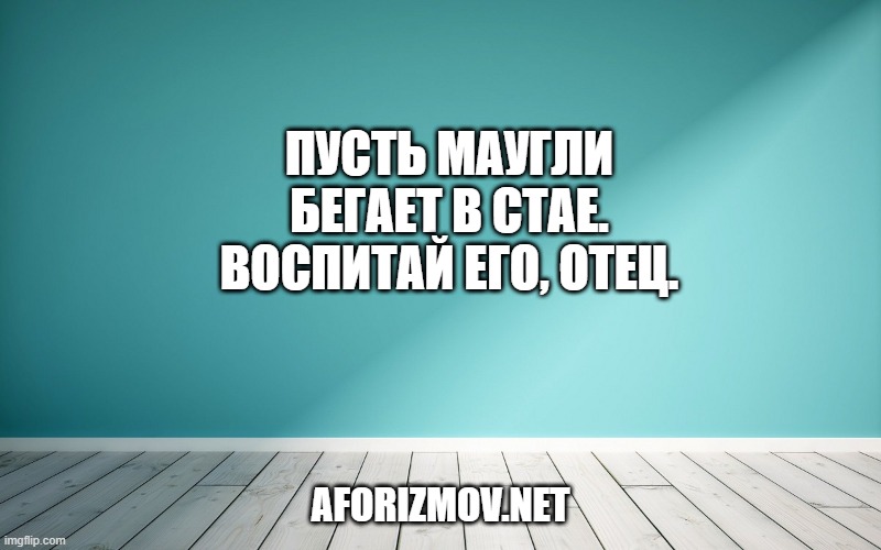 Пусть Маугли бегает в стае. Воспитай его, отец.