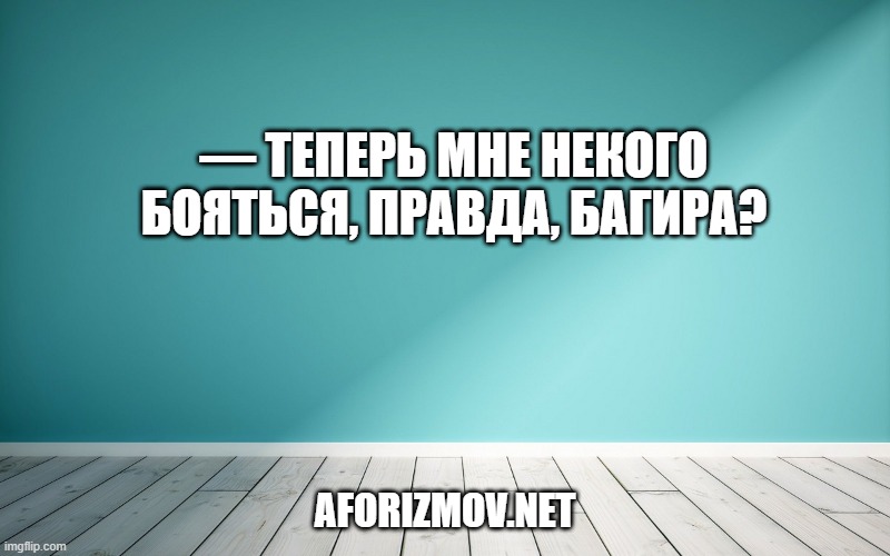 — Теперь мне некого бояться, правда, Багира?