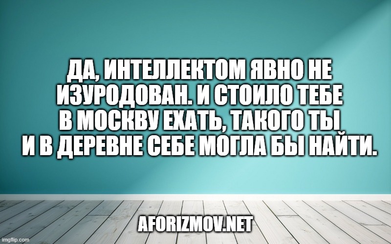 Да, интеллектом явно не изуродован. И стоило тебе в Москву ехать, такого ты и в деревне себе могла бы найти.