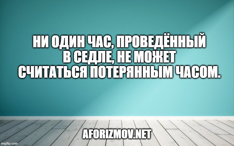 Ни один час, проведённый в седле, не может считаться потерянным часом.