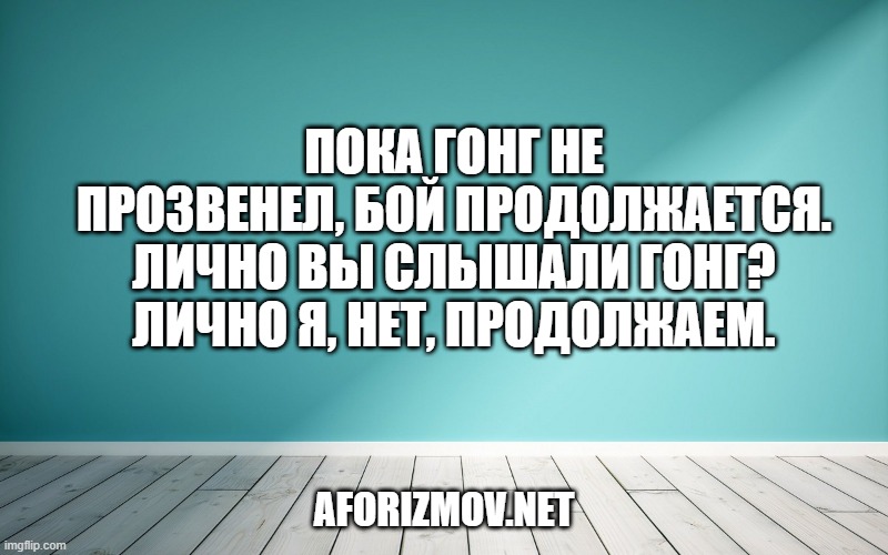 Пока гонг не прозвенел, бой продолжается. Лично вы слышали гонг? Лично я, нет, продолжаем.
