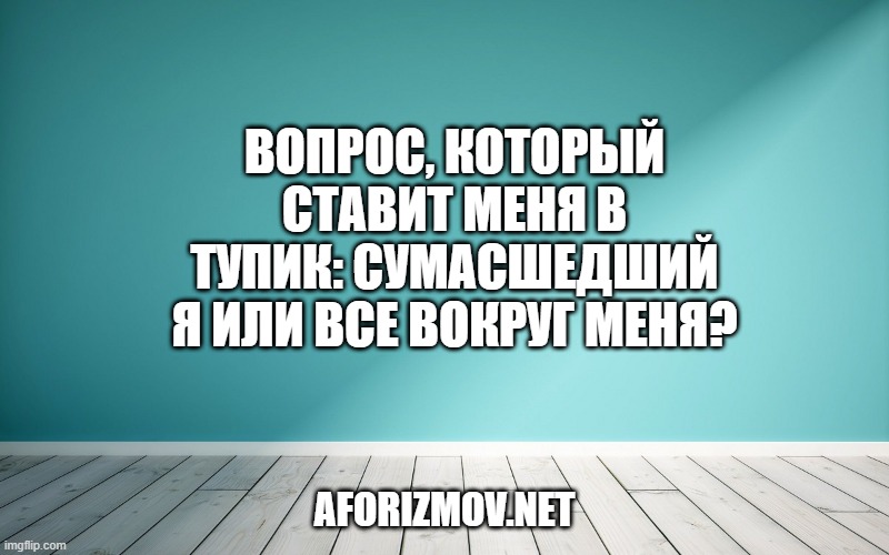 Вопрос, который ставит меня в тупик: сумасшедший я или все вокруг меня?