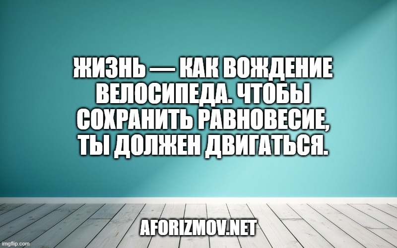Жизнь — как вождение велосипеда. Чтобы сохранить равновесие, ты должен двигаться.