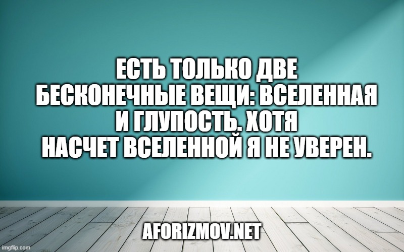 Есть только две бесконечные вещи: Вселенная и глупость. Хотя насчет Вселенной я не уверен.