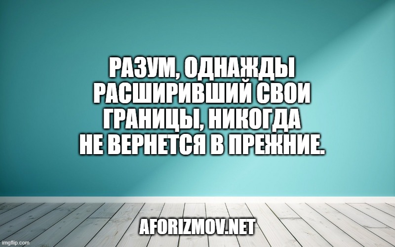Разум, однажды расширивший свои границы, никогда не вернется в прежние.