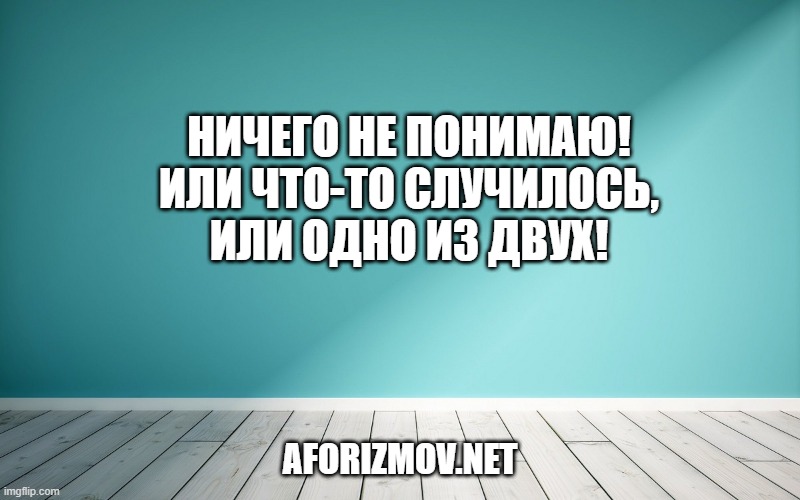 Ничего не понимаю! Или что-то случилось, или одно из двух!